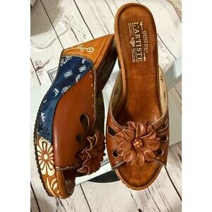 Spring Step L'Artiste Leather Wedge Sandals  Size 8 EU 42 SSH Velocity Shoes